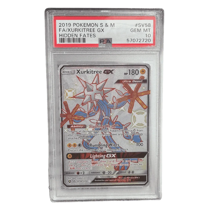 FA/Xurkitree GX PSA 10 2019 Pokemon Sun & Moon Hidden Fates Card #SV58