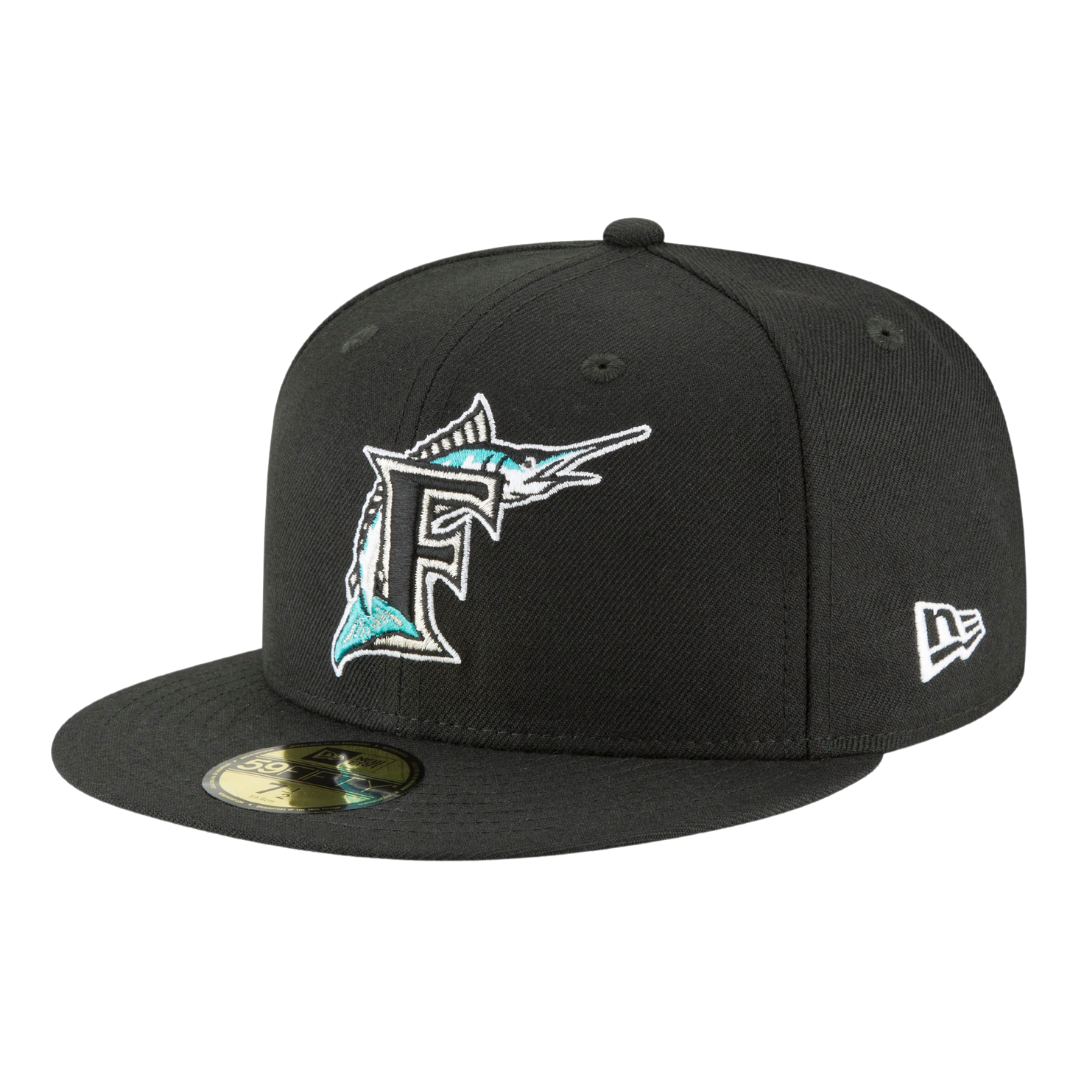 Florida Marlins Cooperstown Collection Wool New Era Black 59FIFTY Fitted Hat