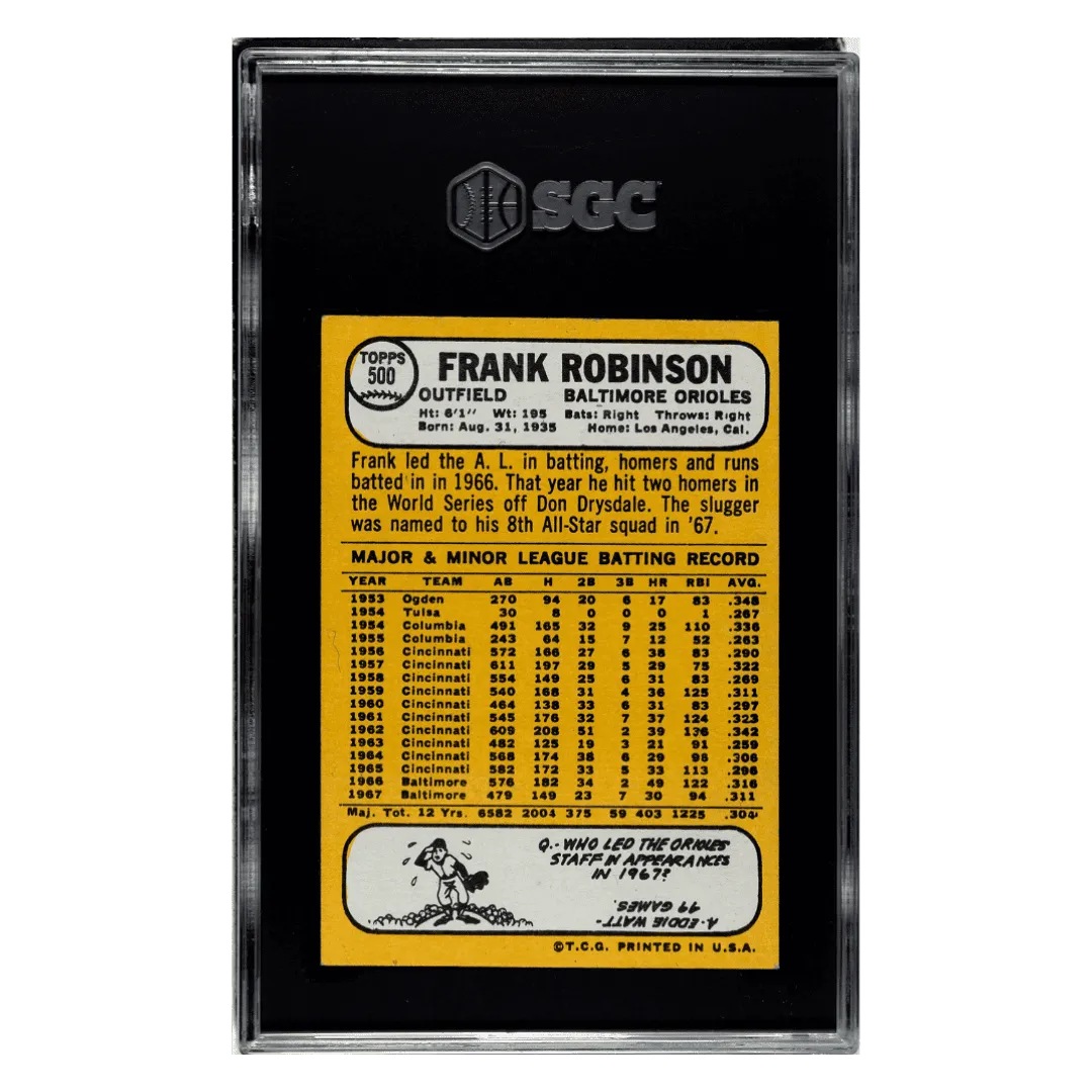 Frank Robinson SGC 4 1968 Topps Card #500