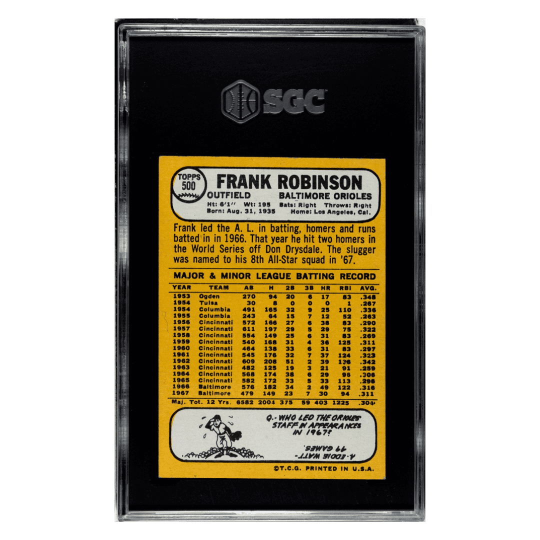 Frank Robinson SGC 4 1968 Topps Card #500