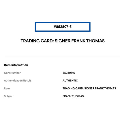 Frank Thomas 1990 Leaf Autograph with Inscription Card #300