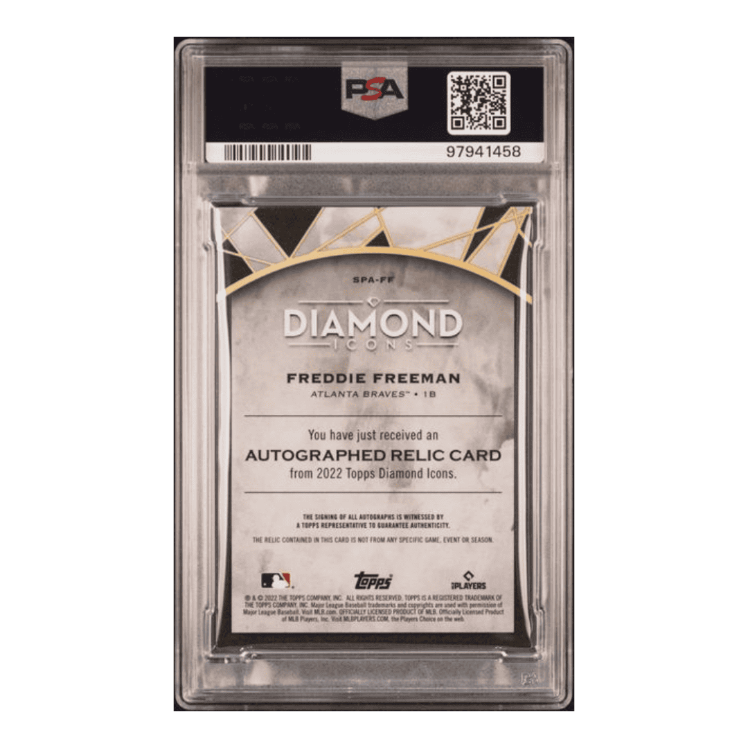 Freddie Freeman PSA 8 2022 Topps Diamond Icons Single Player Autographed Relics Red Card #SPAFF