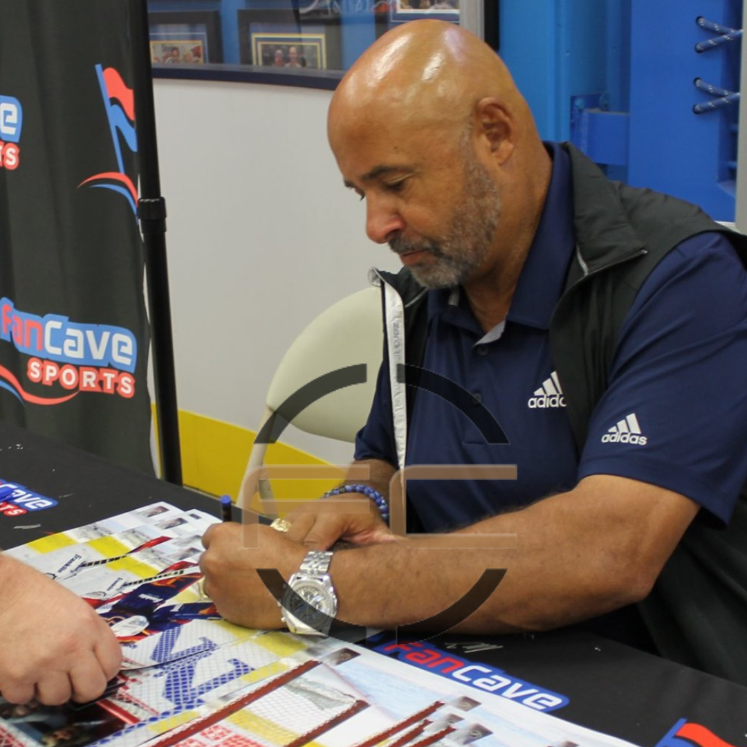 Grant Fuhr St Louis Blues Autographed Away in Net Photo - Fan Cave COA