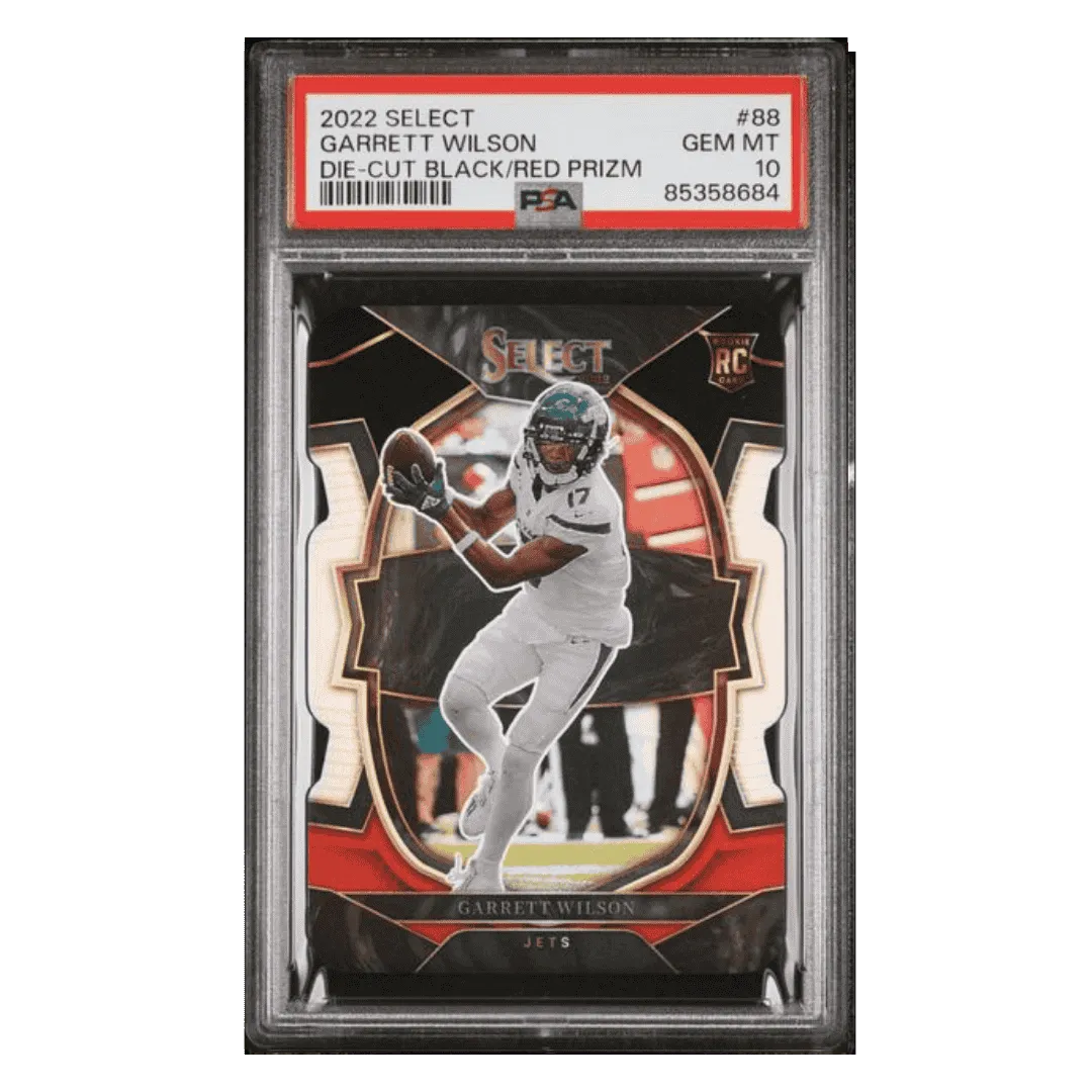 Garrett Wilson PSA 10 2022 Panini Select Die Cut Black Red Prizm Rookie RC Card #88
