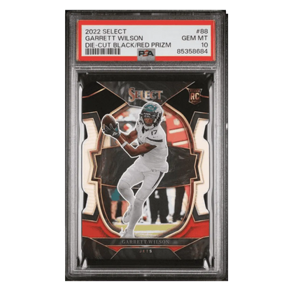 Garrett Wilson PSA 10 2022 Panini Select Die Cut Black Red Prizm Rookie RC Card #88