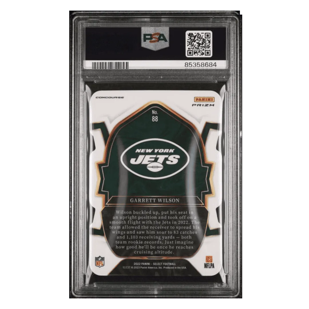 Garrett Wilson PSA 10 2022 Panini Select Die Cut Black Red Prizm Rookie RC Card #88