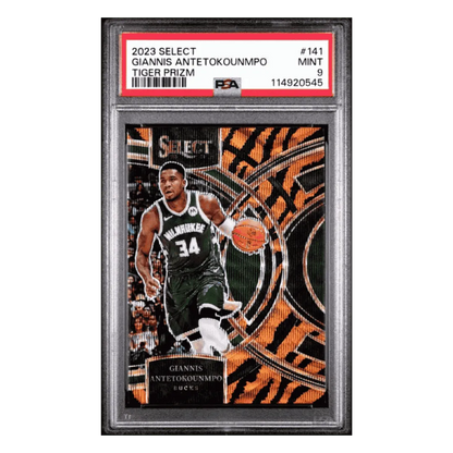Giannis Antetokounmpo PSA 9 2023 Panini Select Tiger Prizm Card #141