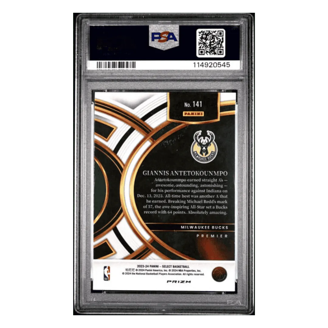Giannis Antetokounmpo PSA 9 2023 Panini Select Tiger Prizm Card #141