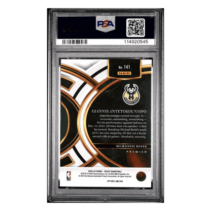 Giannis Antetokounmpo PSA 9 2023 Panini Select Tiger Prizm Card #141