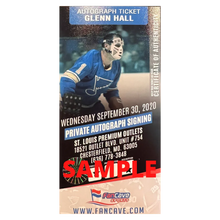 Glenn Hall St Louis Blues Autographed Hall Of Fame Puck w/ "HOF 75" Inscription - Fan Cave COA