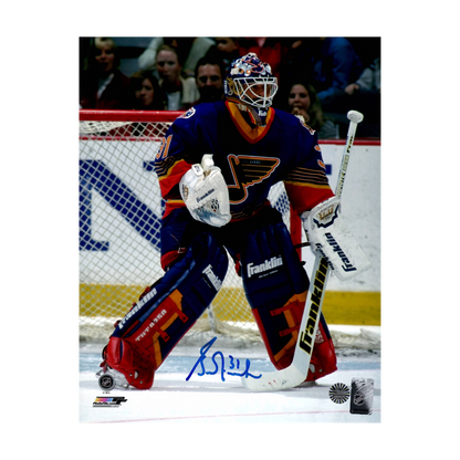 Grant Fuhr St Louis Blues Autographed Away in Net Photo - Fan Cave COA