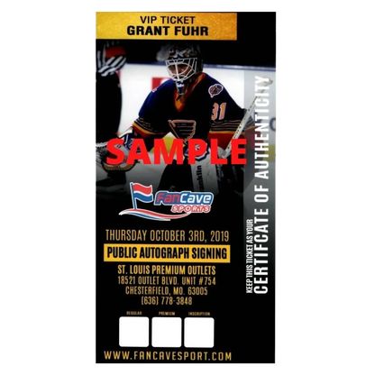 Grant Fuhr St Louis Blues Autographed Away in Net Photo - Fan Cave COA