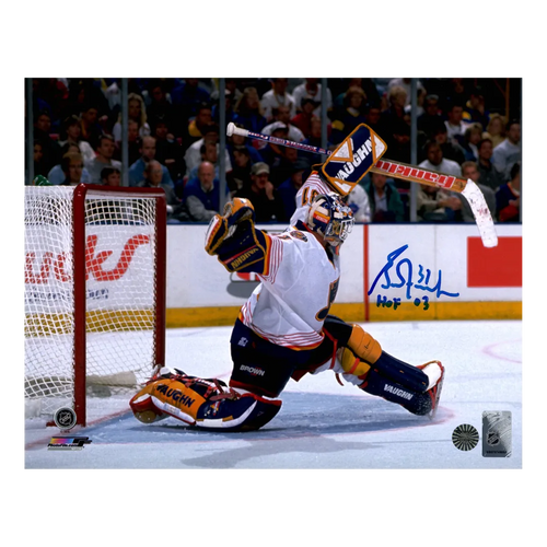 Grant Fuhr St Louis Blues Autographed Photo w/ "HOF 03" Inscription - Fan Cave COA