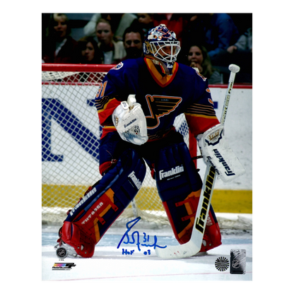 Grant Fuhr St Louis Blues Autographed Photo w/ "HOF 03" Inscription - Fan Cave COA