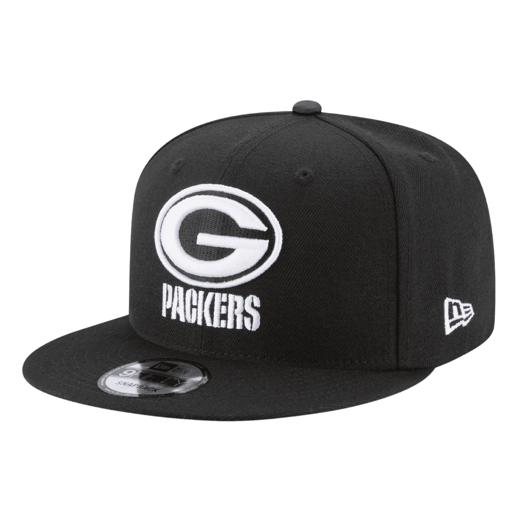 Green Bay Packers Black & White Logo New Era 9FIFTY Adjustable Snapback Hat