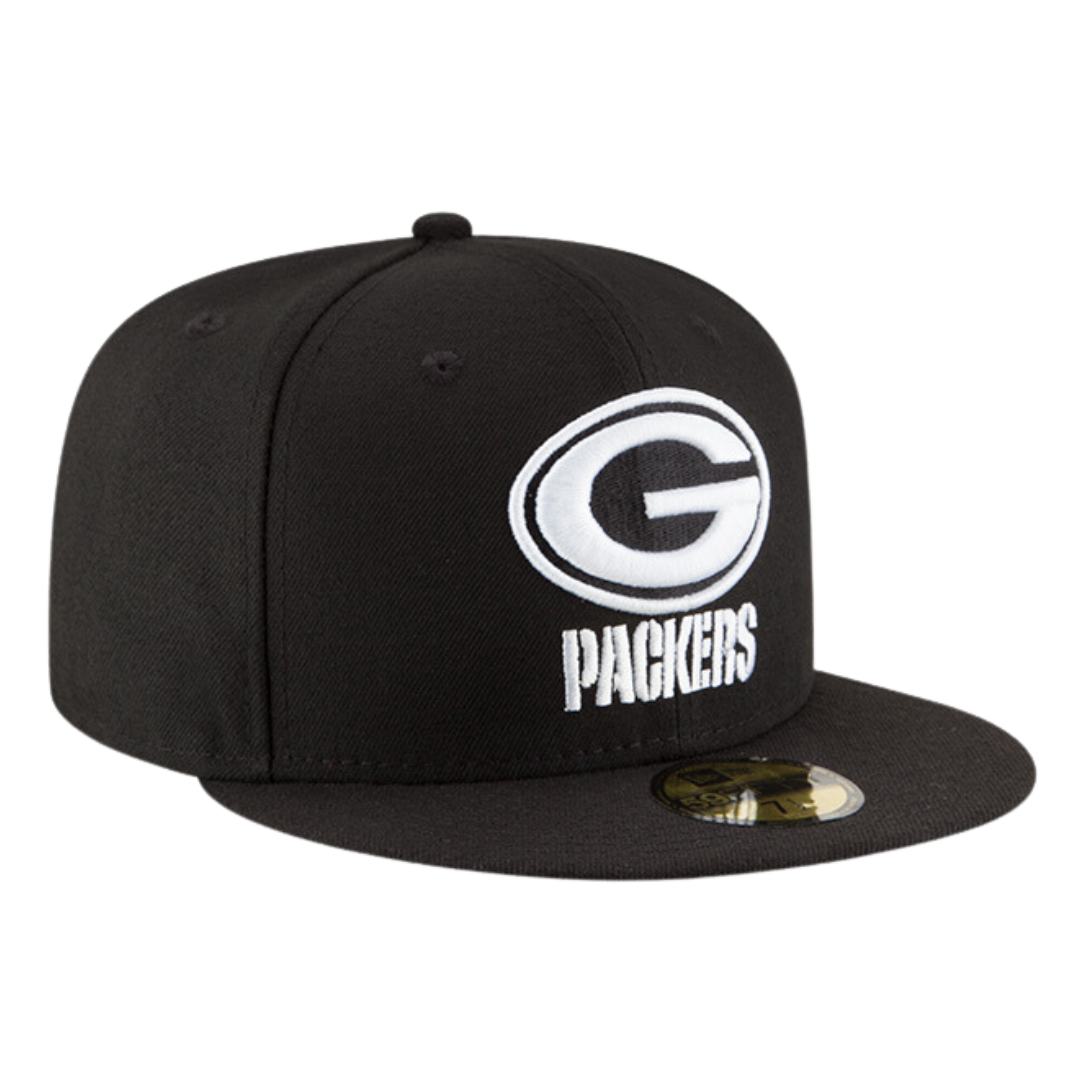 Green Bay Packers New Era Black/White 59FIFTY Fitted Hat