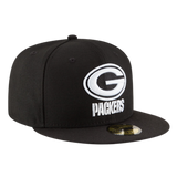 Green Bay Packers New Era Black/White 59FIFTY Fitted Hat