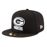 Green Bay Packers New Era Black/White 59FIFTY Fitted Hat