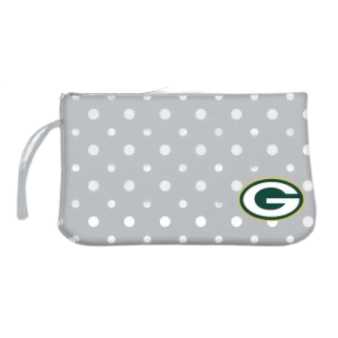 Green Bay Packers NFL Dot Wristlet Purse Toiletry Bag 4.5” x 6.5'' x 1''