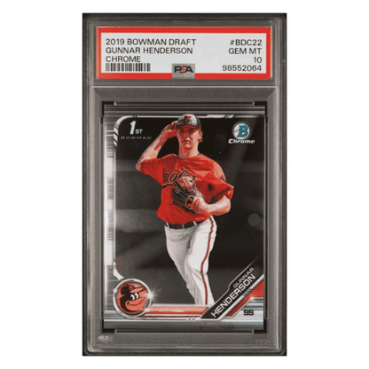 Gunnar Henderson PSA 10 2019 Topps Bowman Draft Chrome Card #BCD22