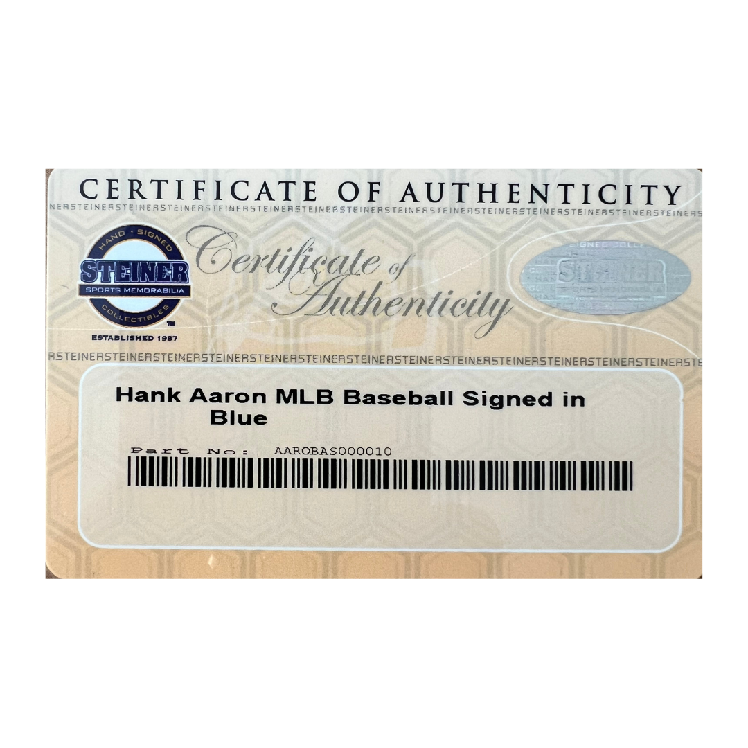 Hank Aaron Atlanta Braves Autographed Official Major League Baseball - Steiner COA