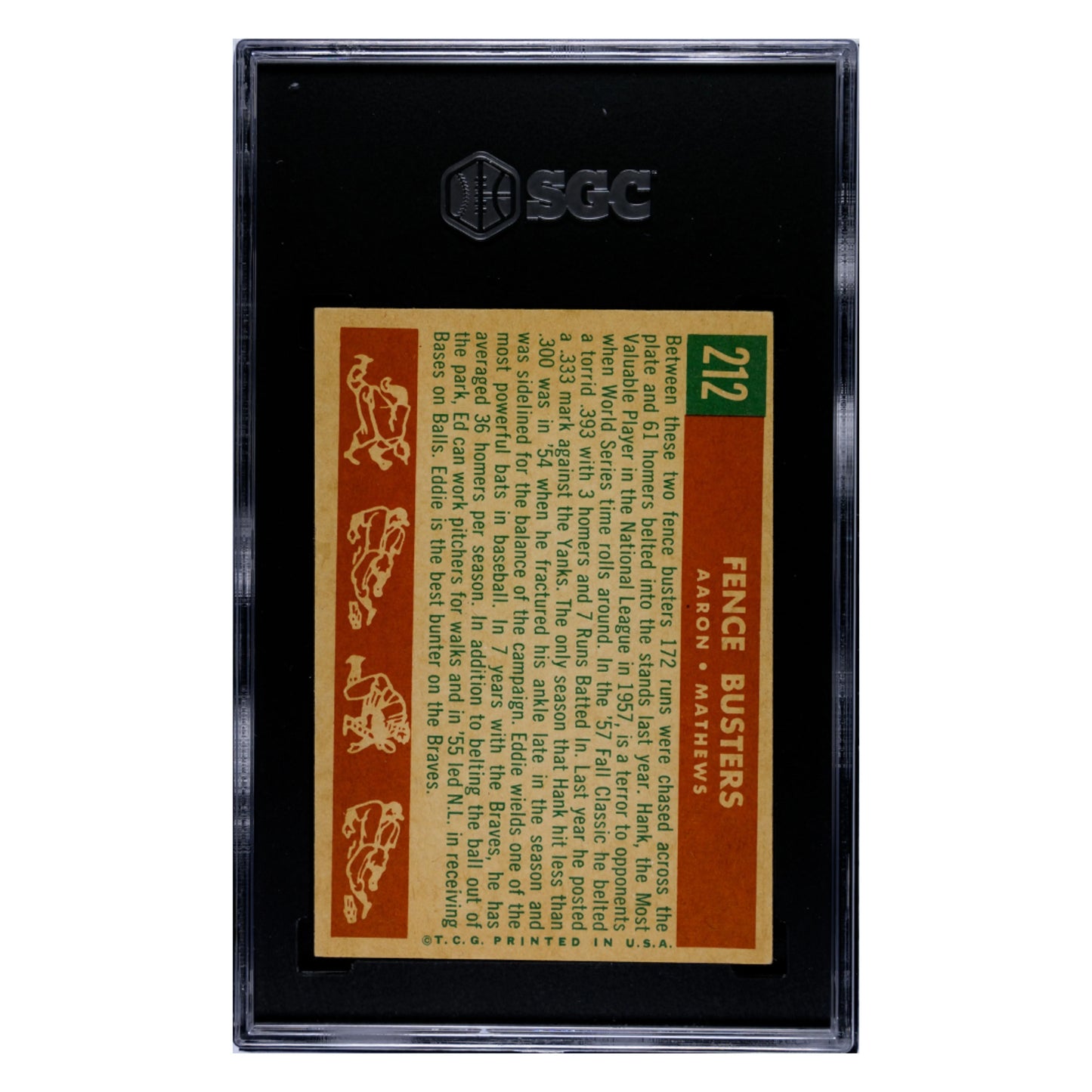 Hank Aaron & Eddie Matthews Fence Busters SGC 5 1959 Topps Card #212