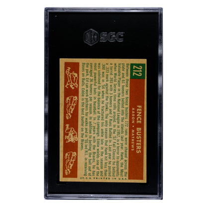 Hank Aaron & Eddie Matthews Fence Busters SGC 5 1959 Topps Card #212