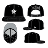 Houston Astros Chain Stitch New Era Black 9FIFTY Adjustable Snapback Hat