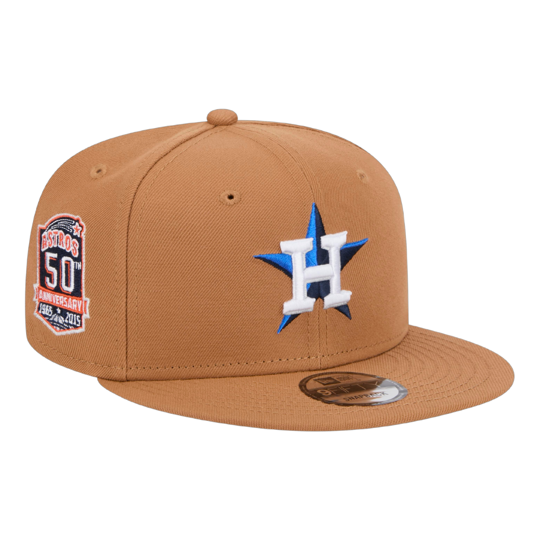 Houston Astros Official Team Color New Era Tan Color Pack 9FIFTY Adjustable Snapback Hat with Side Patch