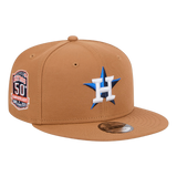 Houston Astros Official Team Color New Era Tan Color Pack 9FIFTY Adjustable Snapback Hat with Side Patch