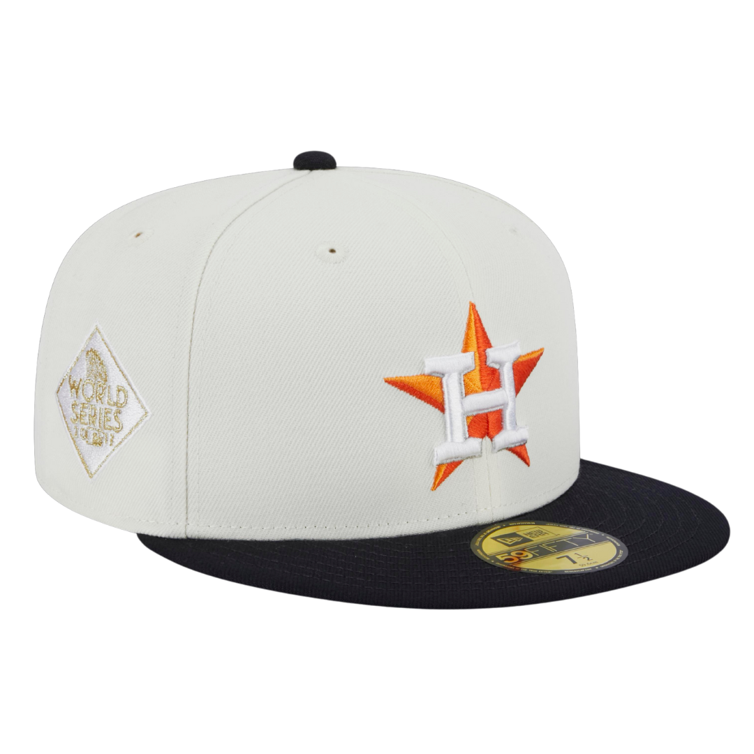 Houston Astros Retro 2017 World Series Patch New Era Cream/Navy 59FIFTY Fitted Hat