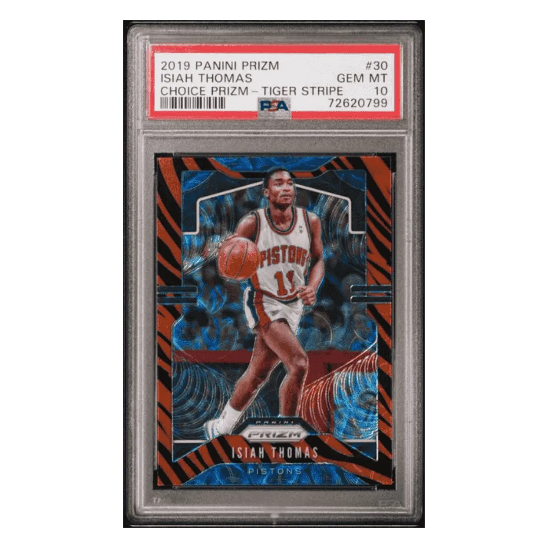 Isiah Thomas PSA 10 2019 Panini Prizm Choice Prizm - Tiger Stripe Card #30