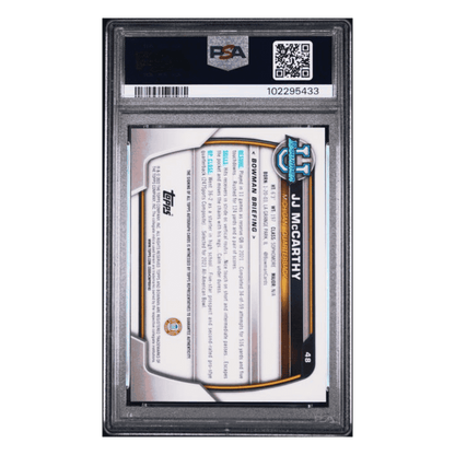 J.J. McCarthy PSA 9 2022 Topps Bowman University Chrome Prospects Auto Rookie Card #48