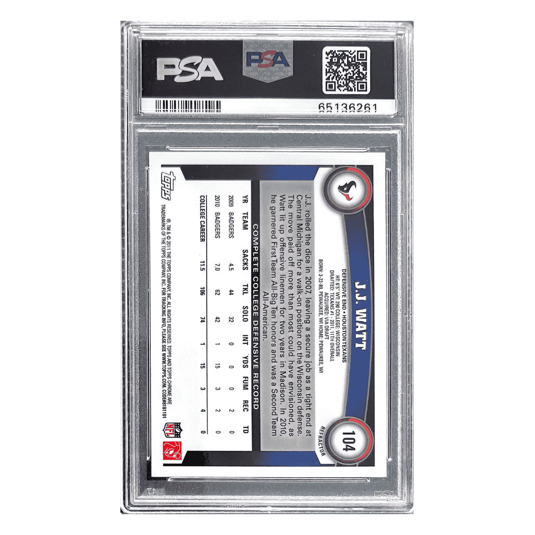 J.J. Watt PSA 9 2011 Topps Chrome Refractor Rookie RC Card #104