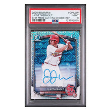 J.J. Wetherholt PSA 9 2025 Topps Bowman Chrome Prospects Autograph HTA Choice Refractor #d/ 150 Card #CPAJW
