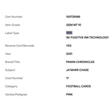 Ja'Marr Chase PSA 10 2021 Panini Chronicles Pink Rookie RC Card #17