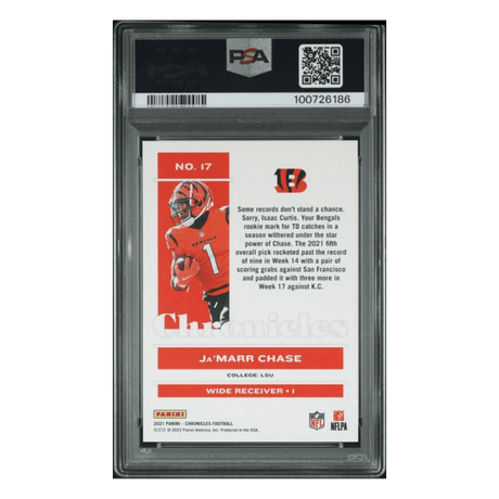 Ja'Marr Chase PSA 10 2021 Panini Chronicles Pink Rookie RC Card #17