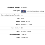 Ja'Marr Chase PSA 10 2022 Panini Mosaic Genesis Card #263