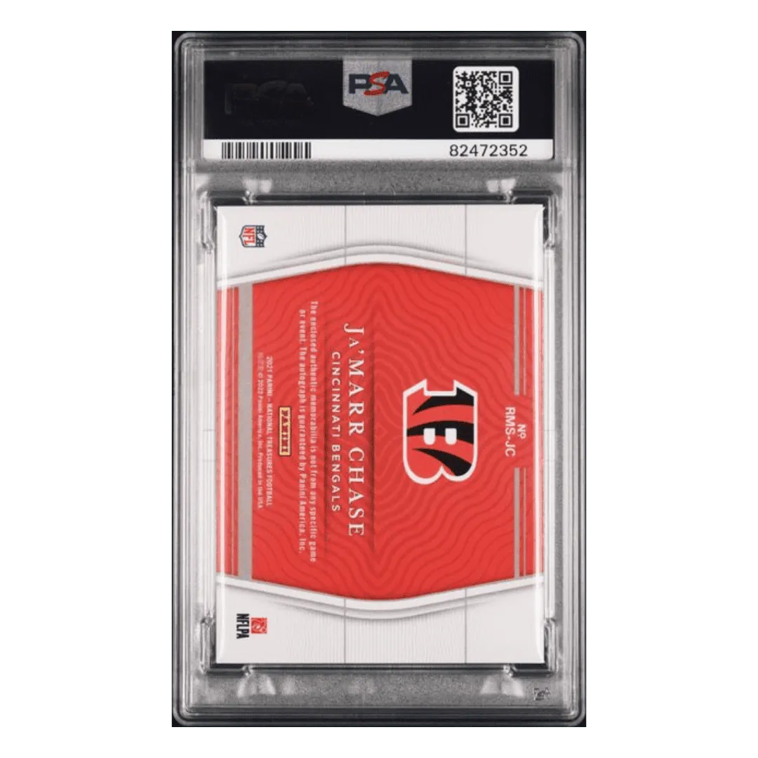 Ja'Marr Chase PSA 9 2021 Panini National Treasures Rookie Materials Signatures Rookie RC #d/99 Card #JC
