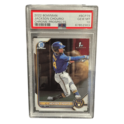Jackson Chourio PSA 10 2022 Topps Bowman Chrome Prospects Card #BCP79