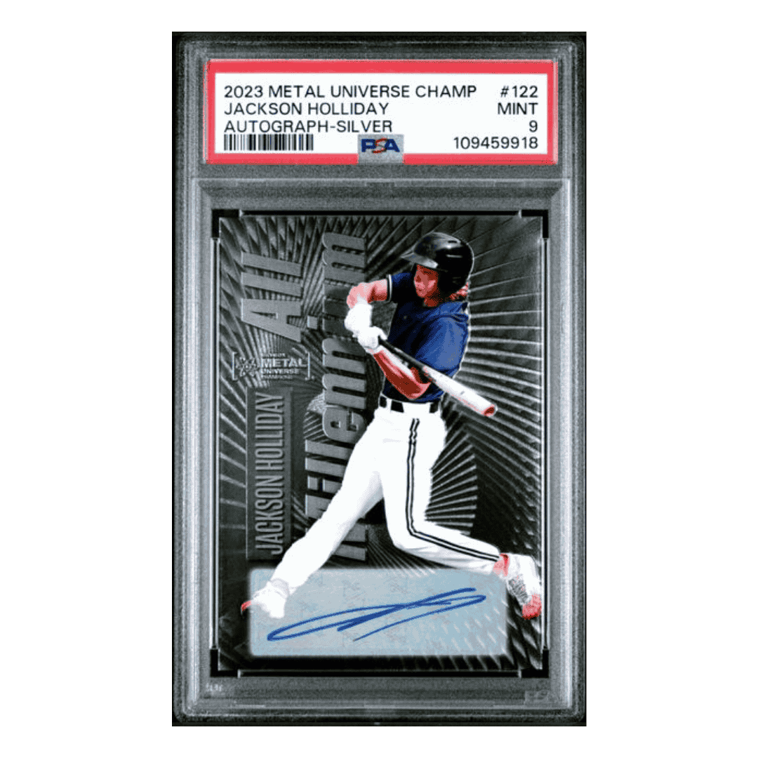 Jackson Holliday PSA 9 2023 Skybox Metal Universe Champions Autograph Silver Card #122