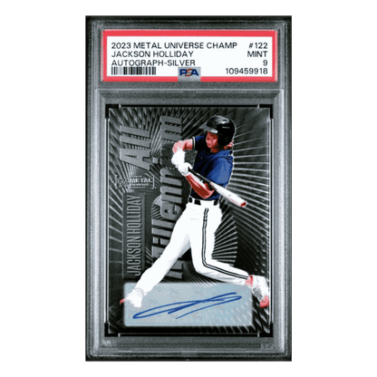 Jackson Holliday PSA 9 2023 Skybox Metal Universe Champions Autograph Silver Card #122