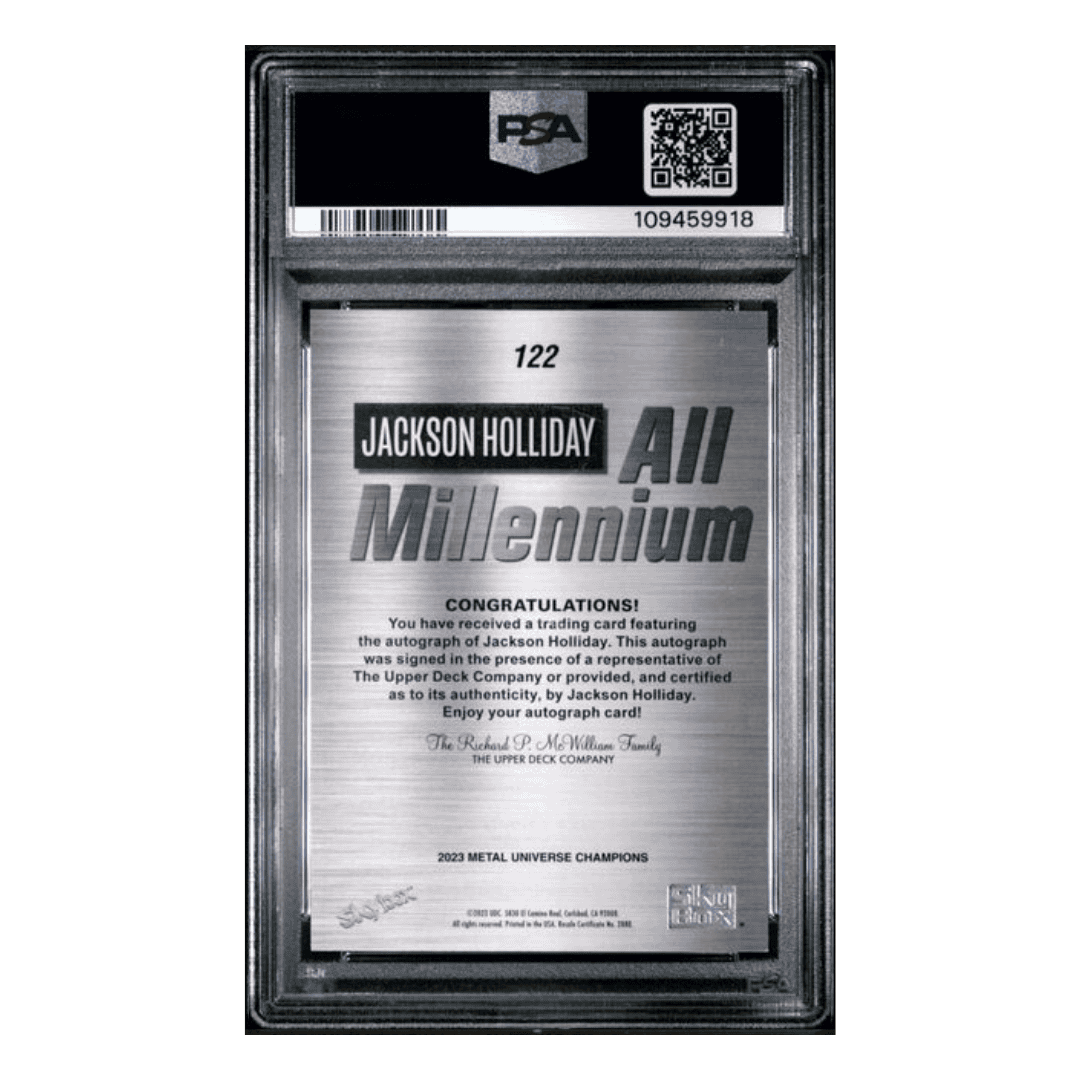Jackson Holliday PSA 9 2023 Skybox Metal Universe Champions Autograph Silver Card #122