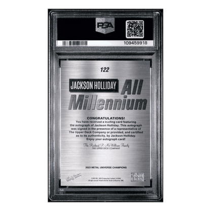 Jackson Holliday PSA 9 2023 Skybox Metal Universe Champions Autograph Silver Card #122