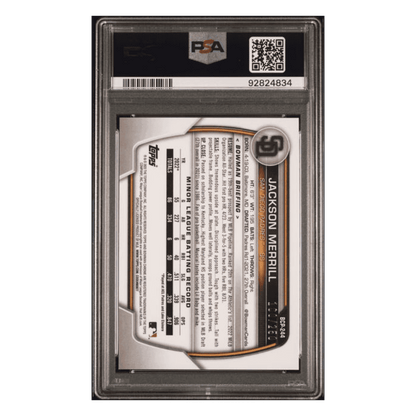 Jackson Merrill PSA 10 2023 Topps Bowman Chrome Prospects Purple Shimmer Card #BCP244