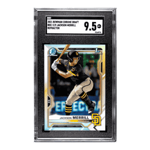 Jackson Merrill SGC 9.5 2021 Bowman Chrome Draft Chrome Refractor Rookie RC Card #BDC-119