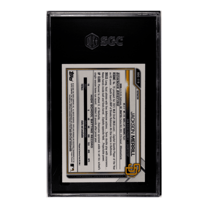 Jackson Merrill SGC 9.5 2021 Bowman Chrome Draft Chrome Refractor Rookie RC Card #BDC-119