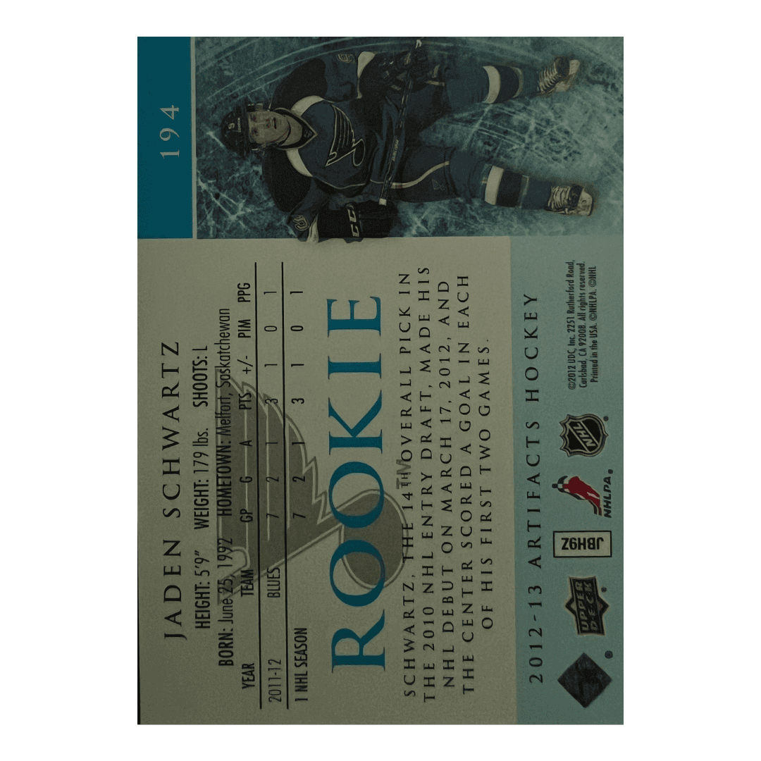 Jaden Schwartz 2012-13 Upper Deck Artifacts Hockey Rookie #/999 #194