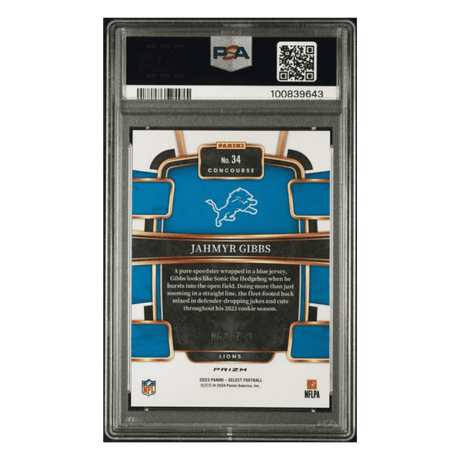 Jahmyr Gibbs PSA 10 2023 Panini Select Tri Color Prizm Rookie RC #d /259 Card #34