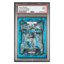 Jahmyr Gibbs PSA 9 2023 Panini Prizm Blue Sparkle Rookie RC #d/ 96 Card #331